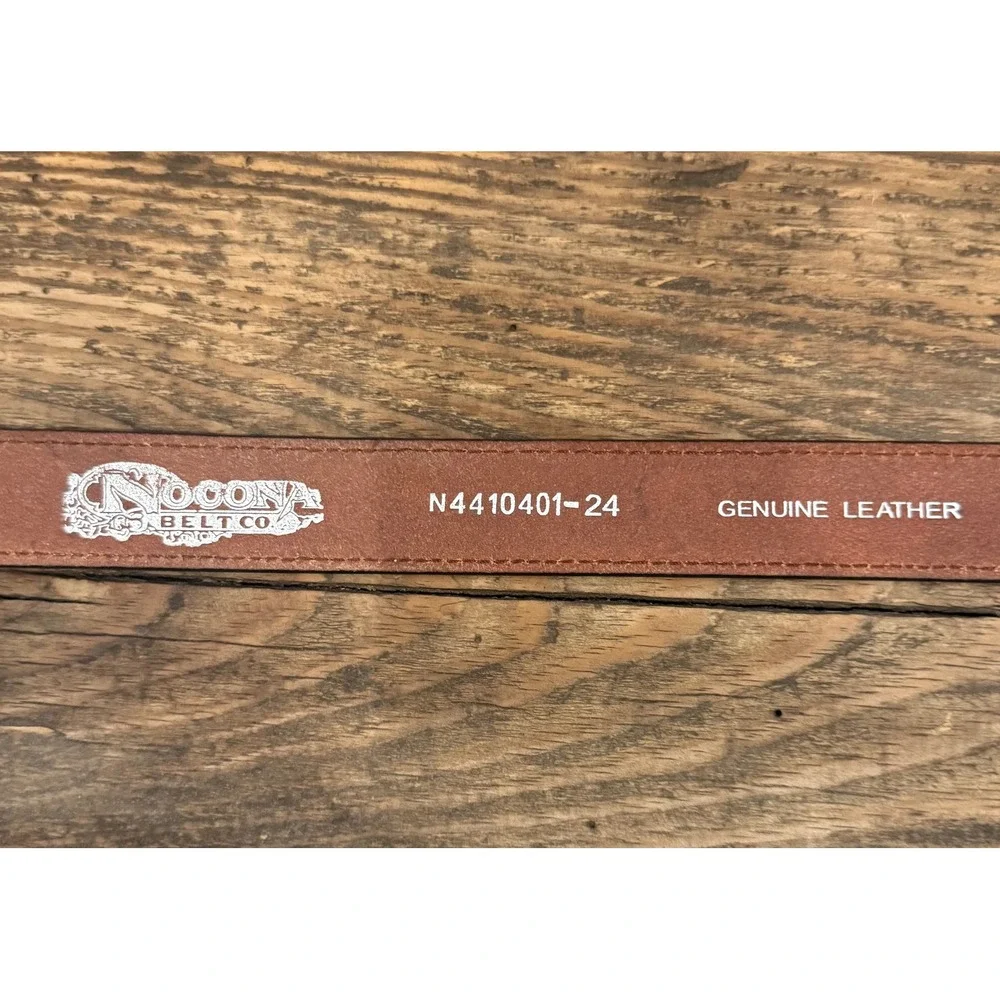 Nocona Kids Black Leather Western Tooled Belt Bull Rider Buckle N4410401-24